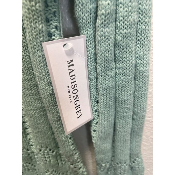 Madison Grey Womens Mint Green 100% Cotton Pointelle Knit Sweater Long Sleeve Si - Picture 4 of 7